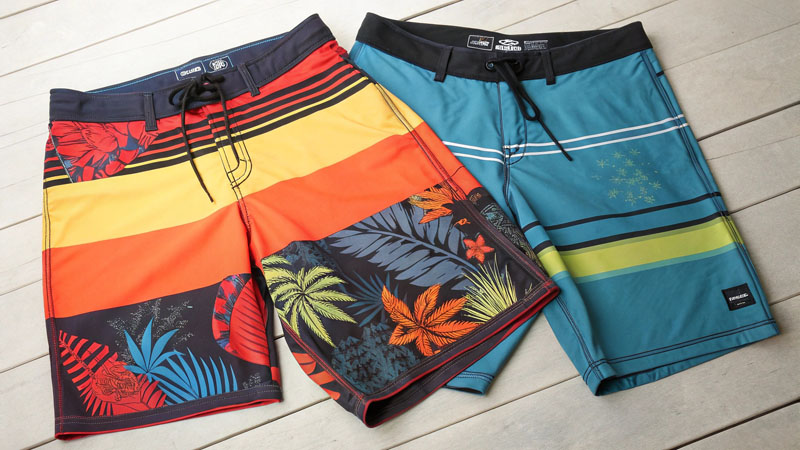 colorful surf shorts