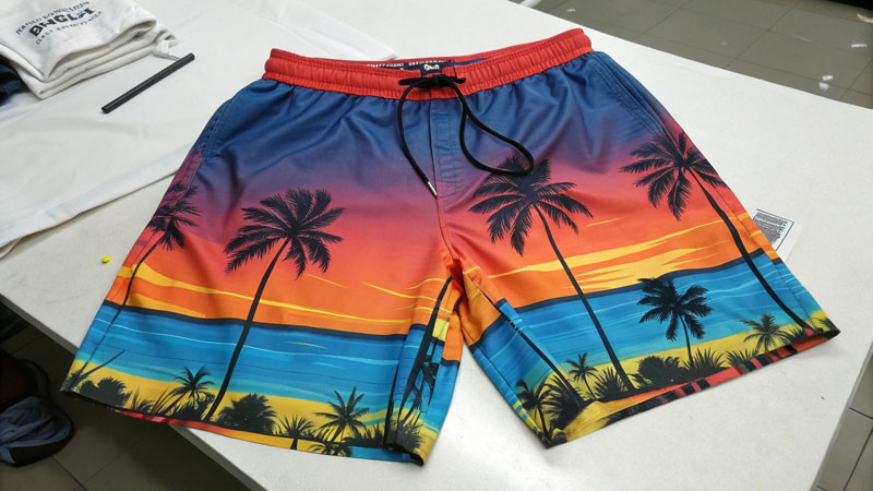 Layout optimization full-print custom beach shorts