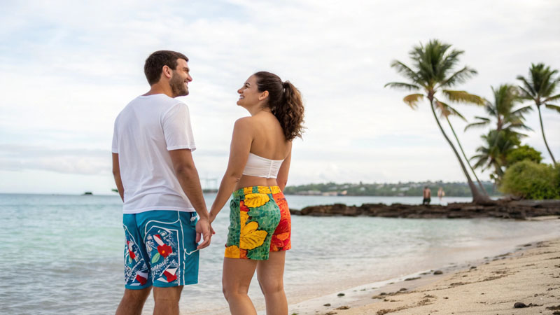 Cross-border couple beach shorts customization