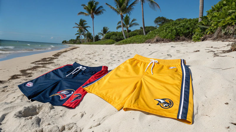 Custom beach shorts for sports teams