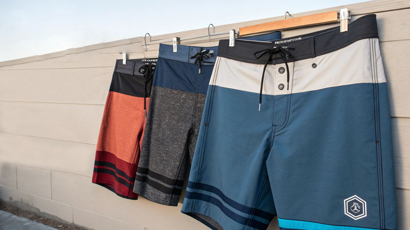 Durable reinforced seam premium boardshorts construction